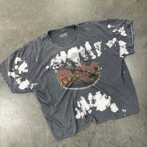 Grey AC/DC band tee with tie dye